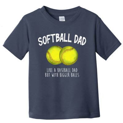 Softball Dad Like A Baseball Dad But With Bigger Balls Funny Toddler T-Shirt