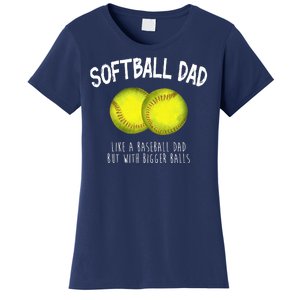 Softball Dad Like A Baseball Dad But With Bigger Balls Funny Women's T-Shirt