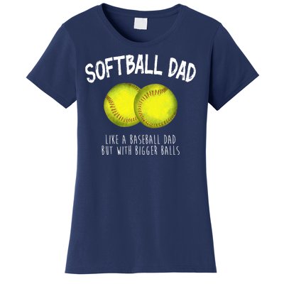 Softball Dad Like A Baseball Dad But With Bigger Balls Funny Women's T-Shirt