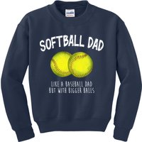 Softball Dad Like A Baseball Dad But With Bigger Balls Funny Kids Sweatshirt