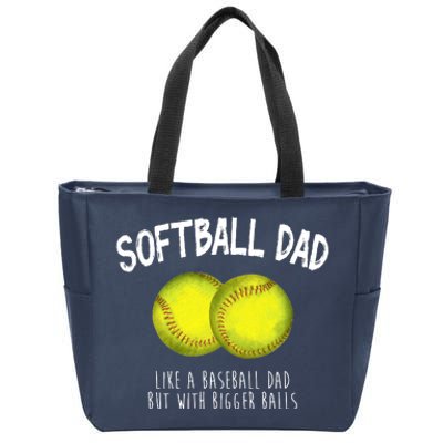 Softball Dad Like A Baseball Dad But With Bigger Balls Funny Zip Tote Bag