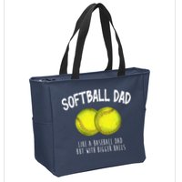 Softball Dad Like A Baseball Dad But With Bigger Balls Funny Zip Tote Bag