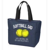 Softball Dad Like A Baseball Dad But With Bigger Balls Funny Zip Tote Bag