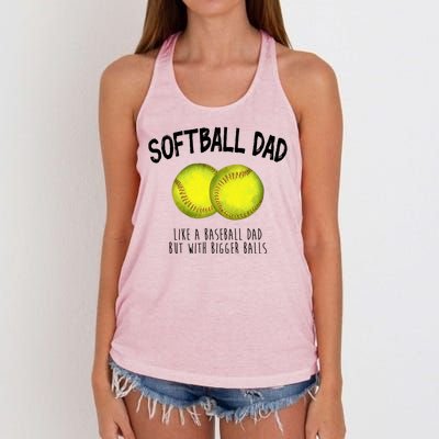 Softball Dad Like A Baseball Dad But With Bigger Balls Funny Women's Knotted Racerback Tank