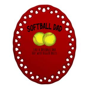 Softball Dad Like A Baseball Dad But With Bigger Balls Funny Ceramic Oval Ornament