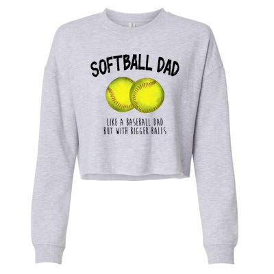 Softball Dad Like A Baseball Dad But With Bigger Balls Funny Cropped Pullover Crew