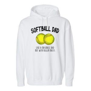 Softball Dad Like A Baseball Dad But With Bigger Balls Funny Garment-Dyed Fleece Hoodie