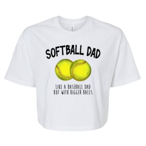 Softball Dad Like A Baseball Dad But With Bigger Balls Funny Bella+Canvas Jersey Crop Tee