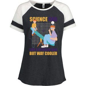 Science Dad Like A Regular Dad But Cooler For Father's Day Meaningful Gift Enza Ladies Jersey Colorblock Tee