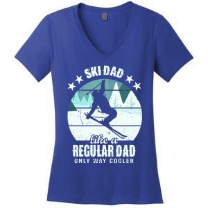 Ski Dad Like A Regular Dad Only Way Cooler Cool Gift Skiing Daddy Meaningful Gif Women's V-Neck T-Shirt