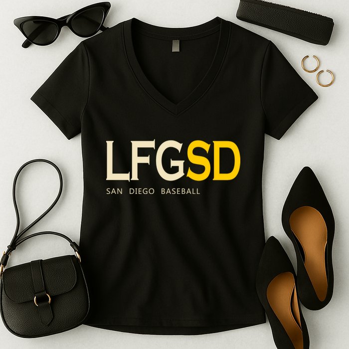 San Diego LFGSD Let's Go SD Baseball Trending Women's V-Neck T-Shirt