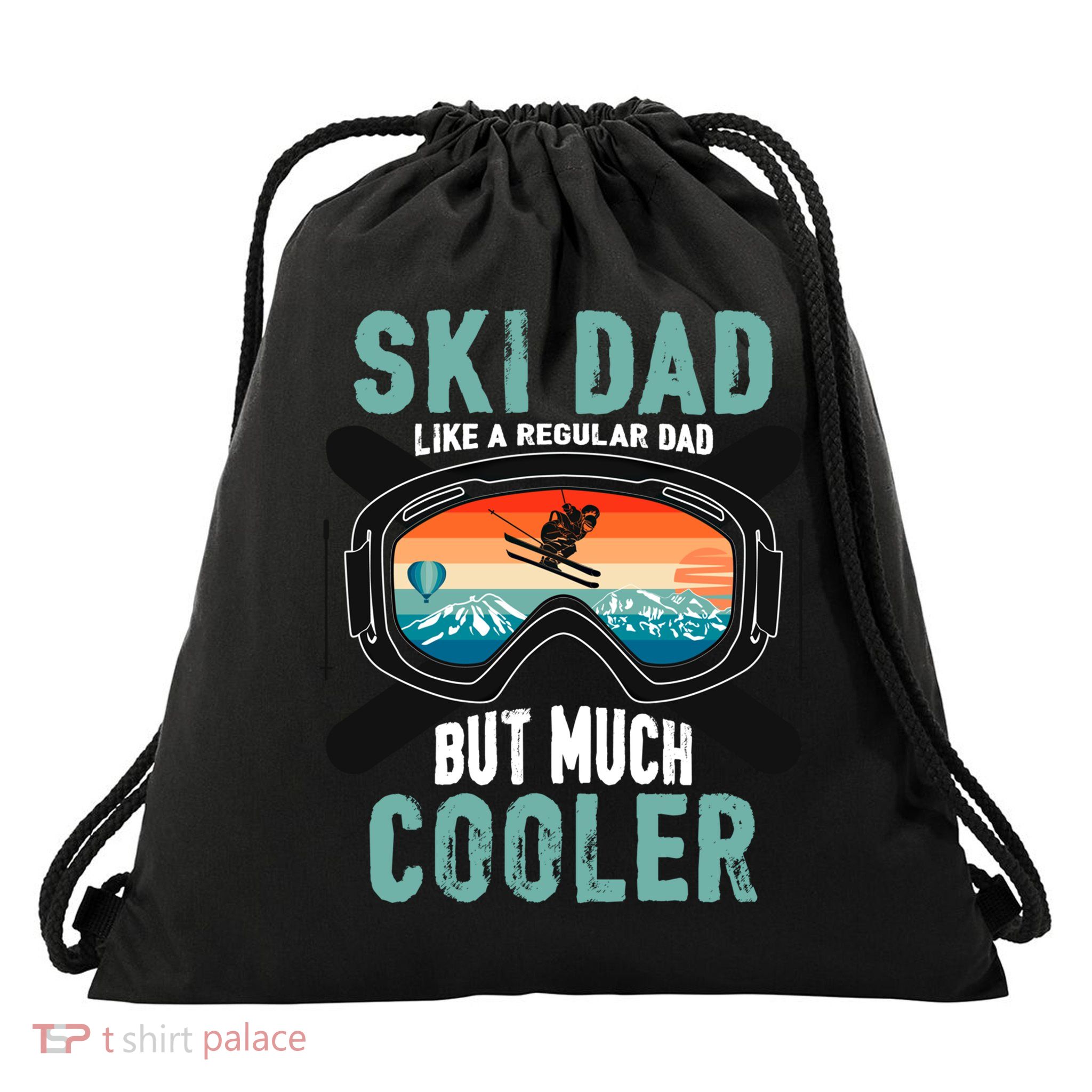 Ski Dad Like A Regular Dad But Cooler Vintage Skier Gift Drawstring Bag