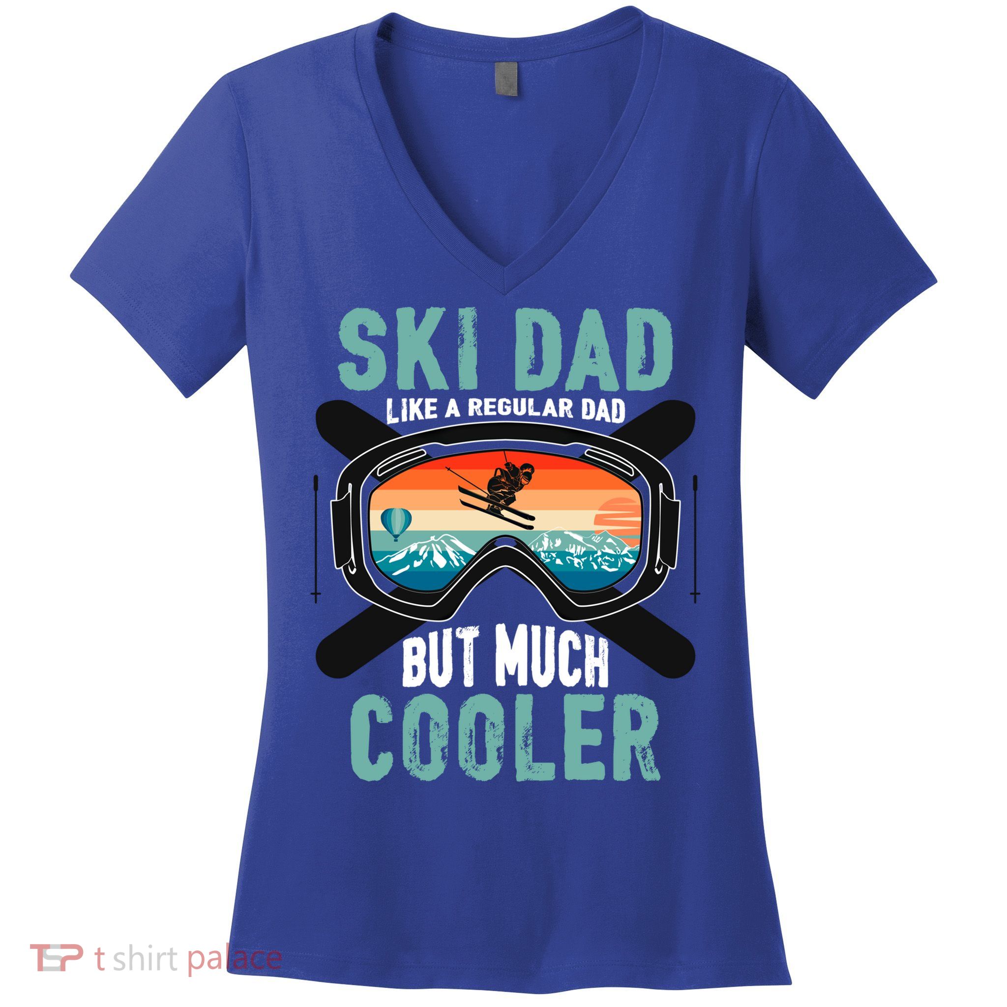 Ski Dad Like A Regular Dad But Cooler Vintage Skier Gift Women's V-Neck T-Shirt