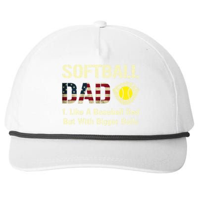 Softball Dad Like A Baseball Dad USA Flag Fathers Day Gift Snapback Five-Panel Rope Hat