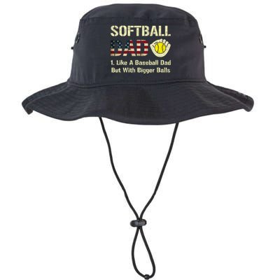 Softball Dad Like A Baseball Dad USA Flag Fathers Day Gift Legacy Cool Fit Booney Bucket Hat