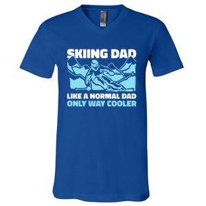 Skiing Dad Like A Regular Dad But Cooler For Father's Day Gift V-Neck T-Shirt