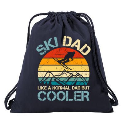 Ski Dad Like A Regular Dad But Cooler Vintage Skiing Skier Gift Drawstring Bag