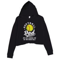 Softball Dad Like A Baseball Dad With Bigger Balls Softball Crop Fleece Hoodie