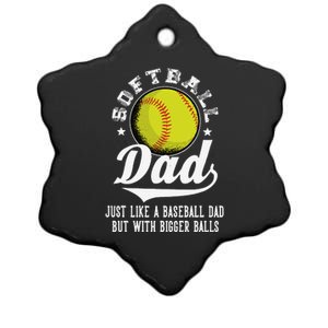 Softball Dad Like A Baseball Dad With Bigger Balls Softball Ceramic Star Ornament