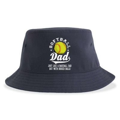 Softball Dad Like A Baseball Dad With Bigger Balls Softball Sustainable Bucket Hat
