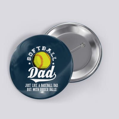 Softball Dad Like A Baseball Dad With Bigger Balls Softball Button