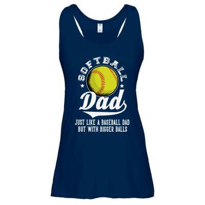 Softball Dad Like A Baseball Dad With Bigger Balls Softball Ladies Essential Flowy Tank