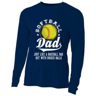 Softball Dad Like A Baseball Dad With Bigger Balls Softball Cooling Performance Long Sleeve Crew