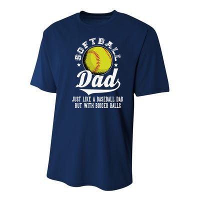 Softball Dad Like A Baseball Dad With Bigger Balls Softball Youth Performance Sprint T-Shirt