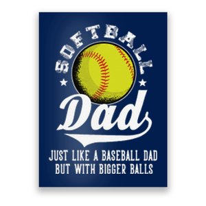 Softball Dad Like A Baseball Dad With Bigger Balls Softball Poster