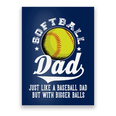 Softball Dad Like A Baseball Dad With Bigger Balls Softball Poster