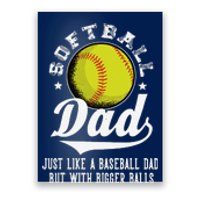 Softball Dad Like A Baseball Dad With Bigger Balls Softball Poster