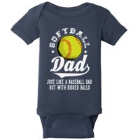 Softball Dad Like A Baseball Dad With Bigger Balls Softball Baby Bodysuit