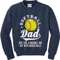 Softball Dad Like A Baseball Dad With Bigger Balls Softball Kids Sweatshirt