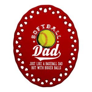 Softball Dad Like A Baseball Dad With Bigger Balls Softball Ceramic Oval Ornament