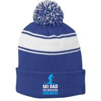Ski Dad Like A Regular Dad Only Way Cooler Skiing Cute Gift Stripe Pom Pom Beanie