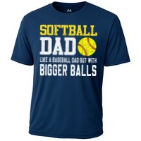 Softball Dad Like A Baseball But With Bigger Balls FatherS Cooling Performance Crew T-Shirt