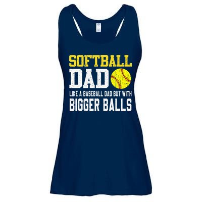 Softball Dad Like A Baseball But With Bigger Balls FatherS Ladies Essential Flowy Tank