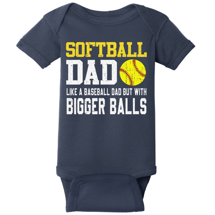 Softball Dad Like A Baseball But With Bigger Balls FatherS Baby Bodysuit