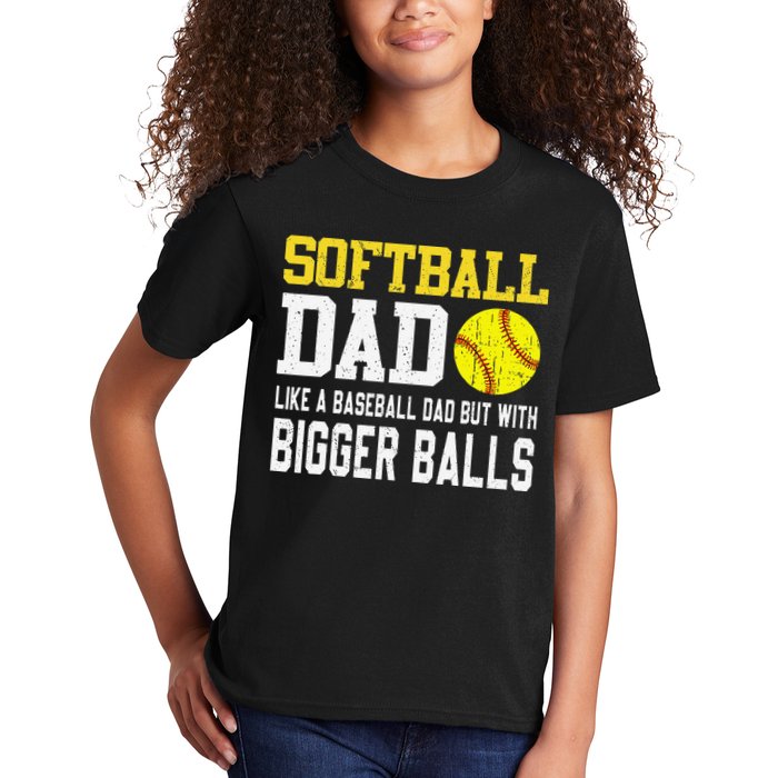 Softball Dad Like A Baseball But With Bigger Balls FatherS Kids T-Shirt
