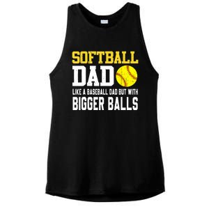 Softball Dad Like A Baseball But With Bigger Balls Fathers Ladies PosiCharge Tri-Blend Wicking Tank