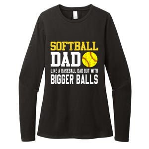 Softball Dad Like A Baseball But With Bigger Balls Fathers Womens CVC Long Sleeve Shirt