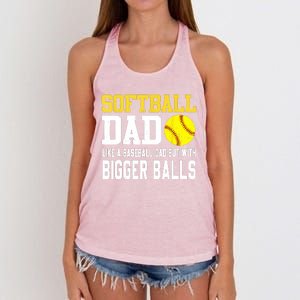 Softball Dad Like A Baseball But With Bigger Balls Fathers Women's Knotted Racerback Tank