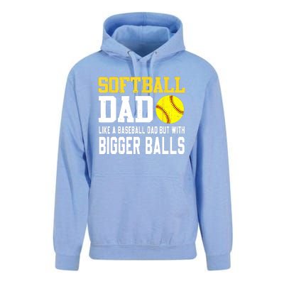 Softball Dad Like A Baseball But With Bigger Balls Fathers Unisex Surf Hoodie