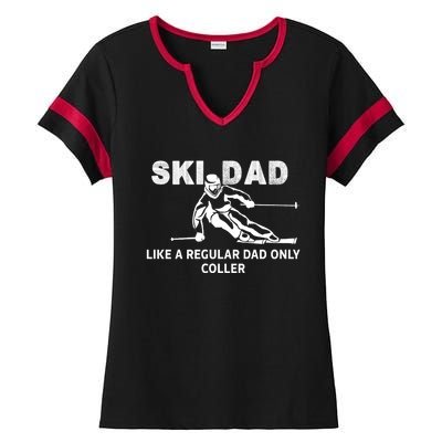 Ski Dad Like A Regular Dad Only Cooler Funny Skiing Gift Ladies Halftime Notch Neck Tee