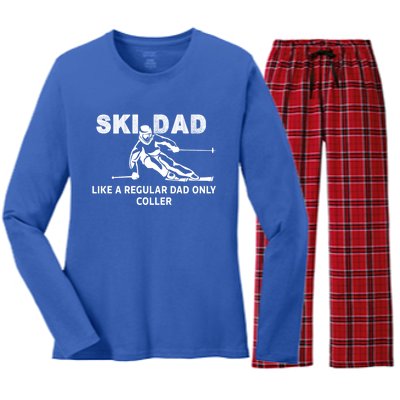 Ski Dad Like A Regular Dad Only Cooler Funny Skiing Gift Women's Long Sleeve Flannel Pajama Set 