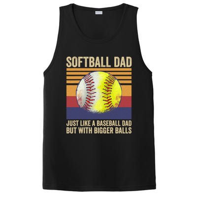 Softball Dad Like A Baseball Dad With Bigger Balls Vintage Gift PosiCharge Competitor Tank