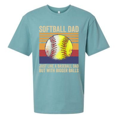 Softball Dad Like A Baseball Dad With Bigger Balls Vintage Gift Sueded Cloud Jersey T-Shirt