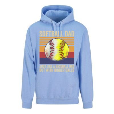 Softball Dad Like A Baseball Dad With Bigger Balls Vintage Gift Unisex Surf Hoodie