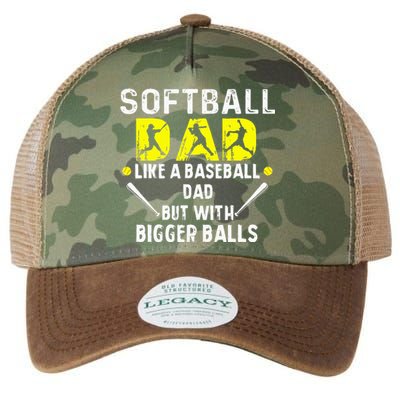 Softball Dad like a Baseball Dad but with Bigger Balls Funny Legacy Tie Dye Trucker Hat