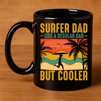 Surfer Dad Like Regular Dad But Cooler | Surfing Dad 11oz C Handle Ceramic Mug